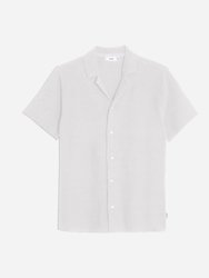 Textured Perforated Knit Classic Shirt - White