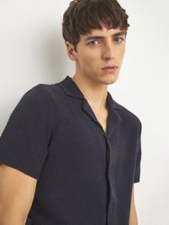 Textured Perforated Knit Classic Shirt