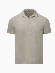 Towel Terry Johnny Collar Polo - Heather Grey