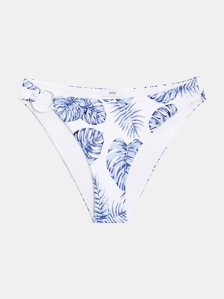 Vanessa Palm Leaves Bikini Bottom - White