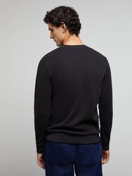 Waffle Crewneck Sweater - Black