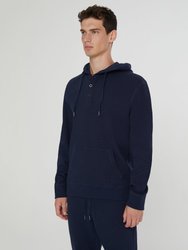 Waffle Half Button Hoodie - Deep Navy