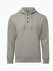 Waffle Half Button Hoodie - Heather Grey