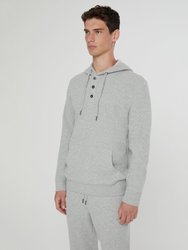 Waffle Half Button Hoodie - Heather Grey