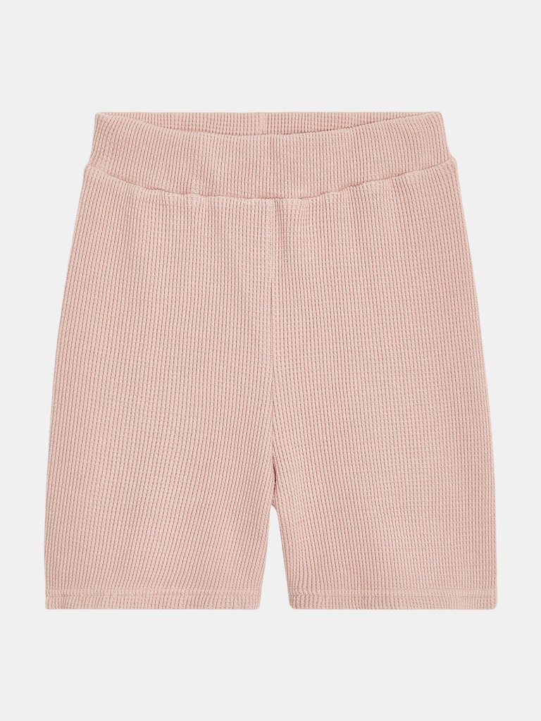 Waffle Knit Biker Shorts - Blush