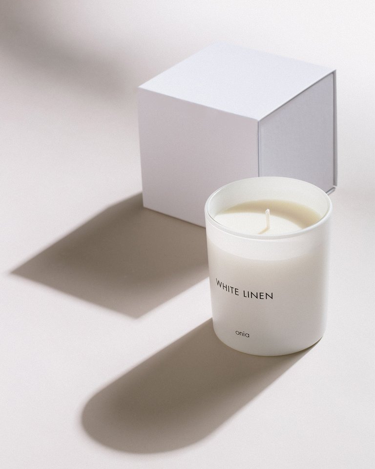 White Linen Candle - White