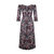 Anais Bateau Neck Dress With Corset Seam Details/Black Floral Cotton