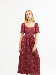 Beatrice Maxi Dress with Sweetheart Neckline / Ruby Red + Alabaster Cotton Toile - Ruby Red + Alabaster Cotton Toile