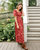 Beatrice Maxi Dress with Sweetheart Neckline / Ruby Red + Alabaster Cotton Toile