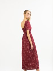 Beatrice Maxi Dress with Sweetheart Neckline / Ruby Red + Alabaster Cotton Toile