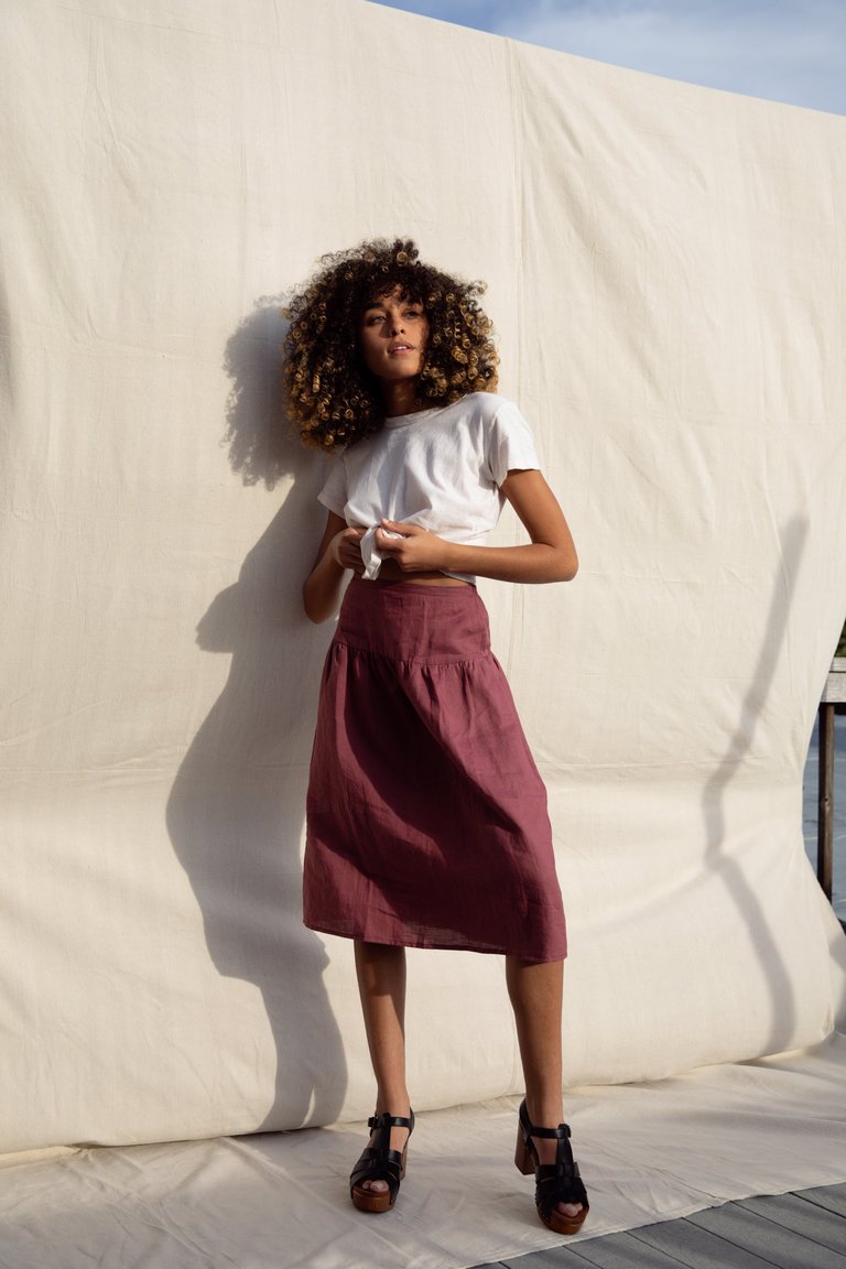 Beth Skirt / Plum Linen - Plum