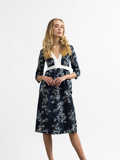 Onīrik Carla Dress / Navy + Milky White Floral Cotton product