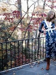 Carla Dress / Navy + Milky White Floral Cotton