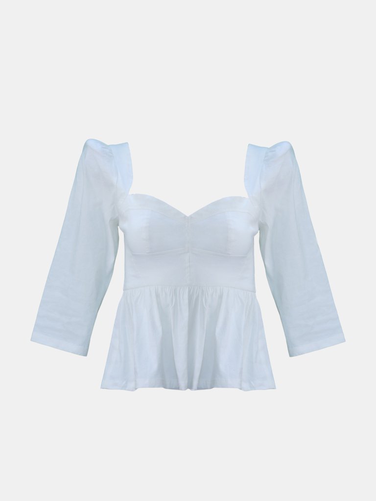 Esme Sweetheart Top / Milkly White Stretch Linen - Milkly White