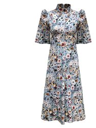 Esther Dress / Dusk Blue Floral Cotton