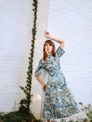 Esther Dress / Dusk Blue Floral Cotton