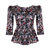 Hannah Bateau Neck Top With Corset Seam Details/Black Floral Cotton