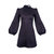 Jane High Neck Empire Mini Dress with Hook and Eye Detail and Blouson Sleeves