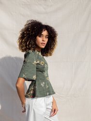 Lisa Top / Olive Floral Cotton