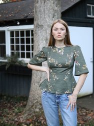 Lisa Top / Olive Floral Cotton