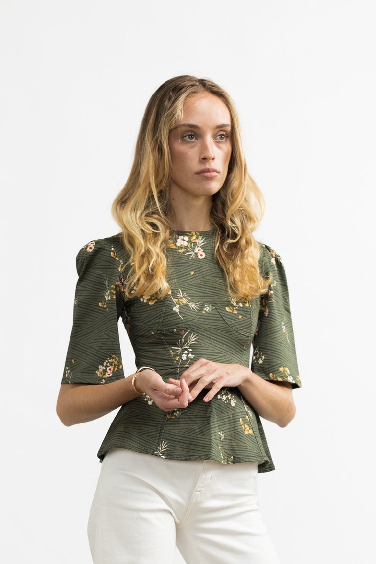 Lisa Top / Olive Floral Cotton - Olive Floral