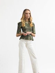 Lisa Top / Olive Floral Cotton