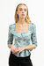 Mari Top in Cottage Blue & Pewter Green Cotton Toile