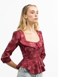 Mari Top / Ruby Red + Alabaster Cotton Toile