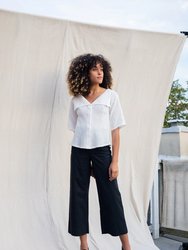 Marta Blouse with Puritan Collar / Vintage White Linen