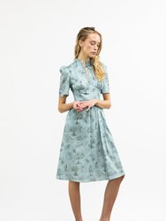 Naomi Dress / Cotton - Cottage Blue + Pewter Green