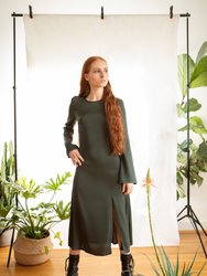 Nina Dress in Deep Green Silk