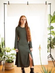 Nina Dress in Deep Green Silk