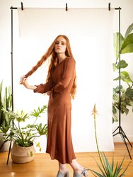 Nina Dress in Sugar Almond Brown Silk