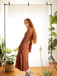 Nina Dress in Sugar Almond Brown Silk