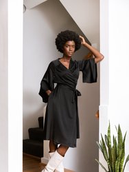 Rhia Kimono Dress / Black Silk - Black