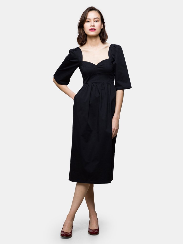 Suzan Dress in Black Cotton