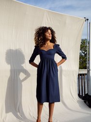 Violet Dress / Navy Stretch Linen