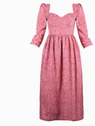 Violet Dress with Sweetheart Neck in Baroque Rose Cotton Cord
