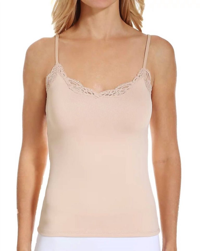 Delicious With Lace V Neck Cami In Parchment - Parchment