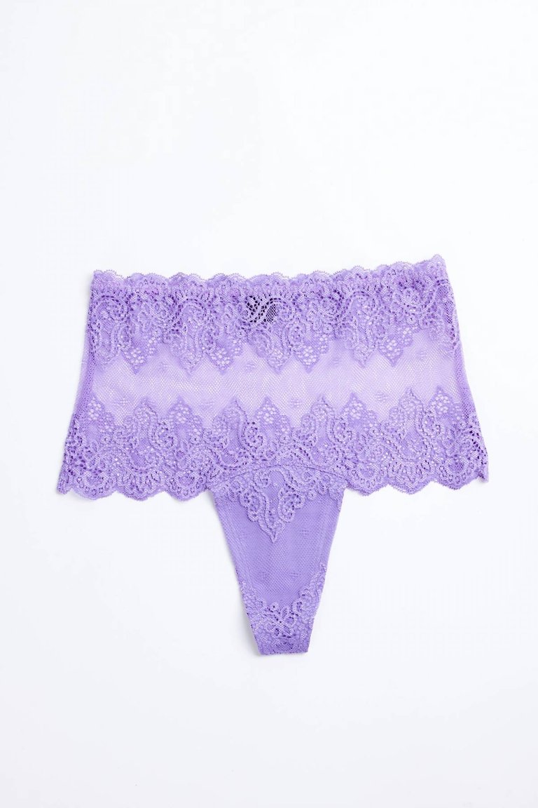 So Fine Lace High Cut Thong In Violet - Violet