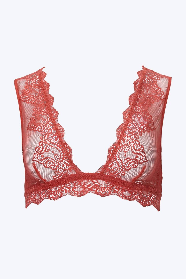 So Fine Lace Tank Bralette In Guava - Guava