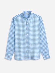 Fulton Linen Check Shirt - Light Blue Check