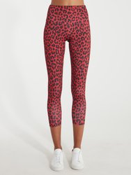 High Rise Basic Legging - Red Leopard