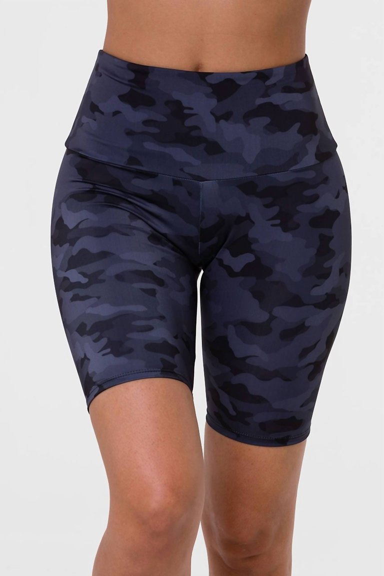 High Rise Biker Short In Black Grey Camo - Black Grey Camo