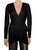 Knit Wrap Tie Long Sleeve Cardigan Top with Back Ruching - Black