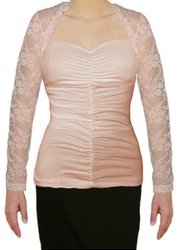 USA Made Ooh La La Long Sleeve Stretch Lace Cropped Bolero Shrug