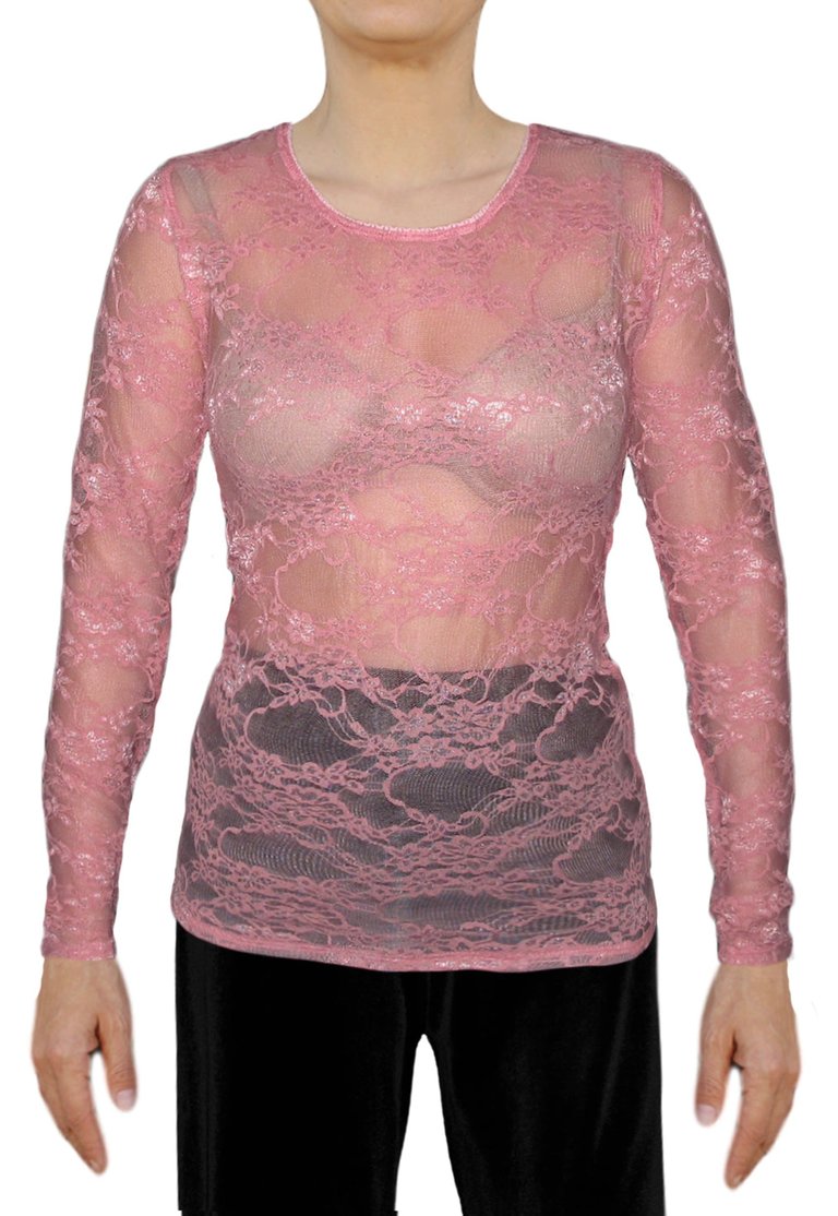 USA Made Ooh La La Long Sleeve Stretch Lace T Shirt Top