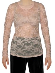 USA Made Ooh La La Long Sleeve Stretch Lace T Shirt Top