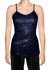 USA Made Ooh la la Sequin Tank Special Occasion Spaghetti Strap Camisole Top Fully lined Lined - Navy