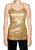 USA Made Ooh la la Sequin Tank Special Occasion Spaghetti Strap Camisole Top Fully lined Lined - Gold